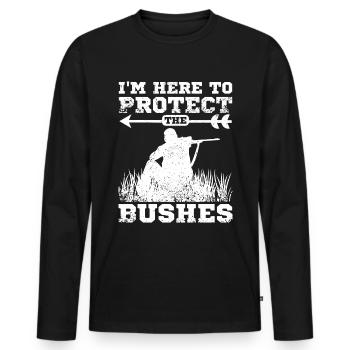 Funny Hunting protect the bushes - Männer Premium Bio Langarmshirt - Schwarz - Vorne - Nico (187cm)