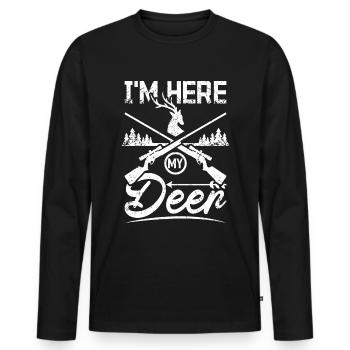 Chasse au chevreuil, je suis ici mon cerf - T-shirt manches longues Premium bio Homme - noir - Devant - Nico (187cm)