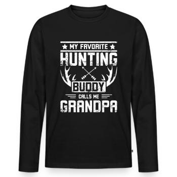 Mon compagnon de chasse préféré m’appelle grand-père - T-shirt manches longues Premium bio Homme - noir - Devant - Nico (187cm)