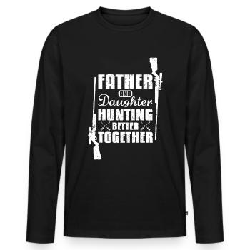 Père et fille chassent mieux ensemble - T-shirt manches longues Premium bio Homme - noir - Devant - Nico (187cm)