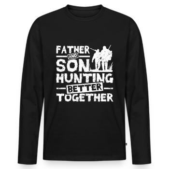 Father and son hunting better together - Men's Premium Organic Long Sleeve Shirt - black - Front - Nico (187cm)