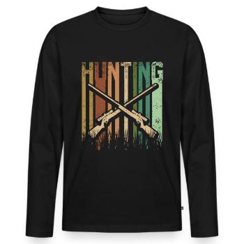 Chasseur de chasse vintage rétro - T-shirt manches longues Premium bio Homme - noir - Devant - Nico (187cm)