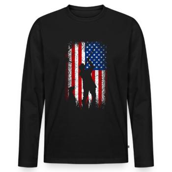 États-Unis Drapeau américain 4 juillet Chasse - T-shirt manches longues Premium bio Homme - noir - Devant - Nico (187cm)