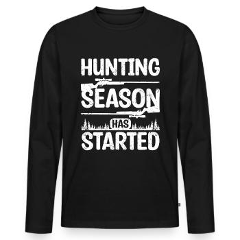 Hunting season has started - Männer Premium Bio Langarmshirt - Schwarz - Vorne - Nico (187cm)