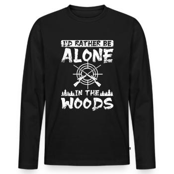 Je préfère être seul dans les bois à chasser - T-shirt manches longues Premium bio Homme - noir - Devant - Nico (187cm)