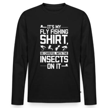 insectes appâts de pêche à la mouche - T-shirt manches longues Premium bio Homme - noir - Devant - Nico (187cm)