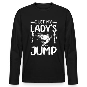 I let my lady's jump fly fishing - Männer Premium Bio Langarmshirt - Schwarz - Vorne - Nico (187cm)