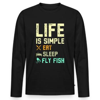 Life is simple eat sleep fly fish - Männer Premium Bio Langarmshirt - Schwarz - Vorne - Nico (187cm)