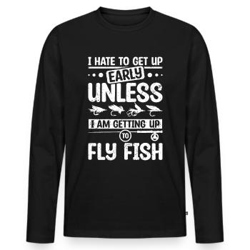 Drôle de lever pour la pêche à la mouche - T-shirt manches longues Premium bio Homme - noir - Devant - Nico (187cm)