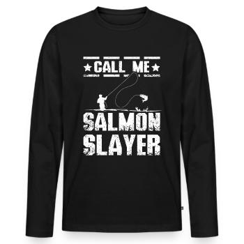 Call me salmon slayer - Men's Premium Organic Long Sleeve Shirt - black - Front - Nico (187cm)