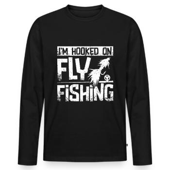 Je suis accro à la pêche à la mouche - T-shirt manches longues Premium bio Homme - noir - Devant - Nico (187cm)