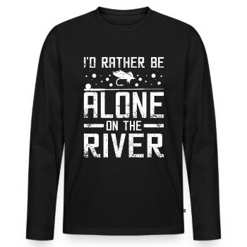 Je préfère être seul sur la rivière - T-shirt manches longues Premium bio Homme - noir - Devant - Nico (187cm)