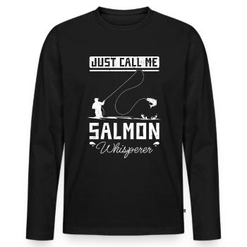 Just call me salmon whisperer - Men's Premium Organic Long Sleeve Shirt - black - Front - Nico (187cm)