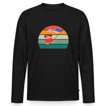 États-Unis Américains États-Unis - T-shirt manches longues Premium bio Homme - noir - Devant - Nico (187cm)