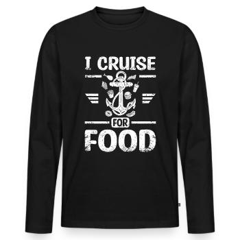 cruising ship, I cruise for food - Men's Premium Organic Long Sleeve Shirt - black - Front - Nico (187cm)