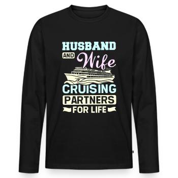Family Couple Husband and wife cruising prartners - Men's Premium Organic Long Sleeve Shirt - black - Front - Nico (187cm)
