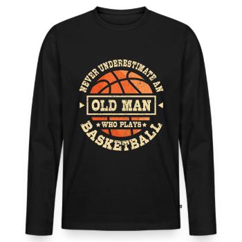 Old man who plays basketball - Männer Premium Bio Langarmshirt - Schwarz - Vorne - Nico (187cm)