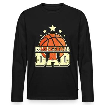 Basketball Daddy Father Dad - Männer Premium Bio Langarmshirt - Schwarz - Vorne - Nico (187cm)