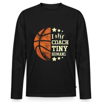 J’entraîne un entraîneur de basket-ball de petits humains - T-shirt manches longues Premium bio Homme - noir - Devant - Nico (187cm)