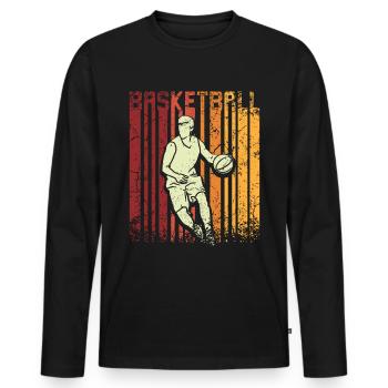 Joueur de basket-ball rétro vintage - T-shirt manches longues Premium bio Homme - noir - Devant - Nico (187cm)