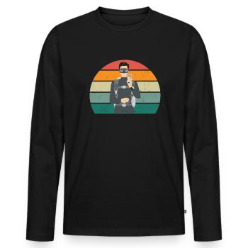 Plongeur Plongée Plongée Oxygène Plongée - T-shirt manches longues Premium bio Homme - noir - Devant - Nico (187cm)