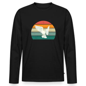 Pigeon plume pigeon vol pigeon pigeon troupeau pigeons - T-shirt manches longues Premium bio Homme - noir - Devant - Nico (187cm)