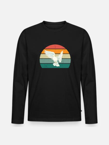 Due fjer due flyvedue flok duer - Premium økologisk langærmet T-shirt til mænd - sort