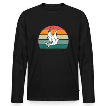 Pigeon plume pigeon vol pigeon pigeon troupeau pigeons - T-shirt manches longues Premium bio Homme - noir - Devant - Nico (187cm)