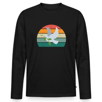 Pigeon plume pigeon vol pigeon pigeon troupeau pigeons - T-shirt manches longues Premium bio Homme - noir - Devant - Nico (187cm)