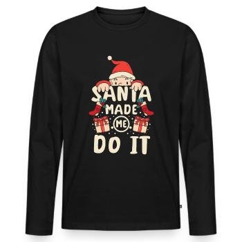 Le Père Noël vous regarde - T-shirt manches longues Premium bio Homme - noir - Devant - Nico (187cm)