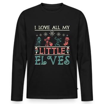 École des enseignants Noël Noël aime mes petits lutins - T-shirt manches longues Premium bio Homme - noir - Devant - Nico (187cm)