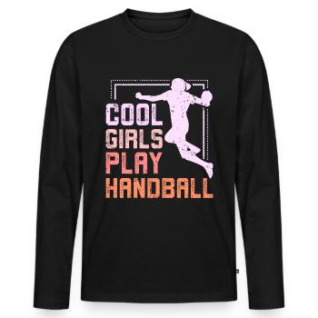 Cool girls play handball - Männer Premium Bio Langarmshirt - Schwarz - Vorne - Nico (187cm)