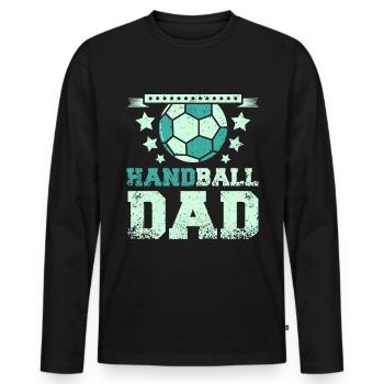 Fathers Day Father Daddy Handball Dad - Männer Premium Bio Langarmshirt - Schwarz - Vorne - Nico (187cm)