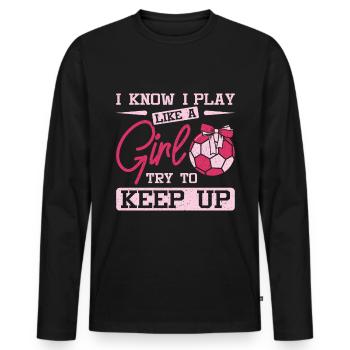 Play like a girl handball - Männer Premium Bio Langarmshirt - Schwarz - Vorne - Nico (187cm)