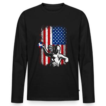Usa American flag handball 4th of july - Männer Premium Bio Langarmshirt - Schwarz - Vorne - Nico (187cm)