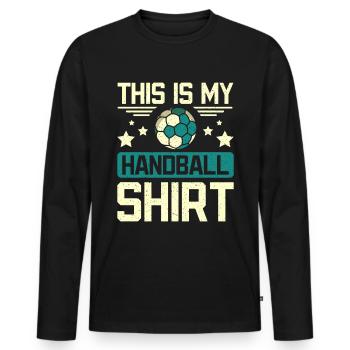 This is my handball - Männer Premium Bio Langarmshirt - Schwarz - Vorne - Nico (187cm)