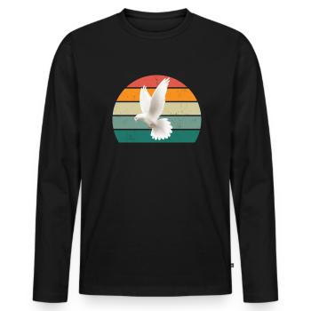 Pigeon plume pigeon vol pigeon pigeon troupeau pigeons - T-shirt manches longues Premium bio Homme - noir - Devant - Nico (187cm)