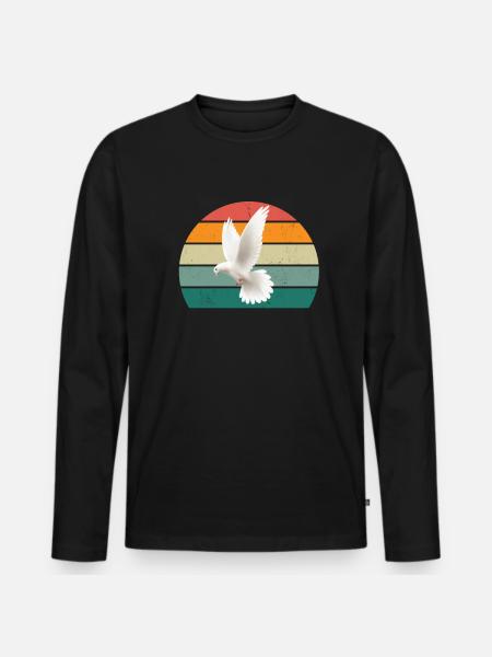 taube taubenfeder taubenflug taubenscharr tauben - Männer Premium Bio Langarmshirt - Schwarz