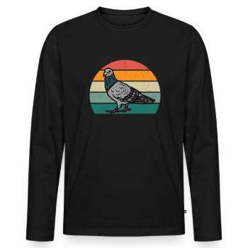 Pigeon plume pigeon vol pigeon pigeon troupeau pigeons - T-shirt manches longues Premium bio Homme - noir - Devant - Nico (187cm)