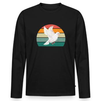 Pigeon plume pigeon vol pigeon pigeon troupeau pigeons - T-shirt manches longues Premium bio Homme - noir - Devant - Nico (187cm)