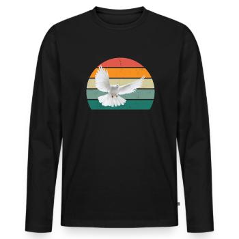 Pigeon plume pigeon vol pigeon pigeon troupeau pigeons - T-shirt manches longues Premium bio Homme - noir - Devant - Nico (187cm)