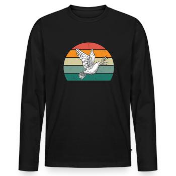 Pigeon feather pigeon flight pigeon flock pigeons - Men's Premium Organic Long Sleeve Shirt - black - Front - Nico (187cm)