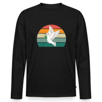 Pigeon plume pigeon vol pigeon pigeon troupeau pigeons - T-shirt manches longues Premium bio Homme - noir - Devant - Nico (187cm)