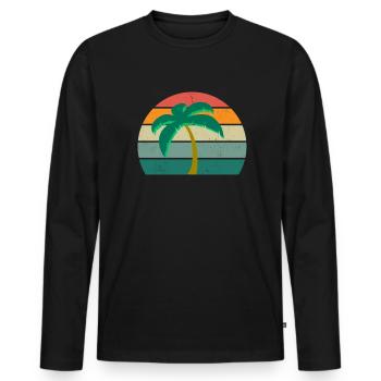 Vacances de sable vacances de vacancier - T-shirt manches longues Premium bio Homme - noir - Devant - Nico (187cm)