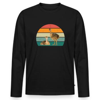 strauße laufvögel laufvogel vogel strauß afrika - Männer Premium Bio Langarmshirt - Schwarz - Vorne - Nico (187cm)