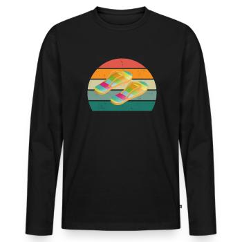 Vacances de sable vacances de vacancier - T-shirt manches longues Premium bio Homme - noir - Devant - Nico (187cm)