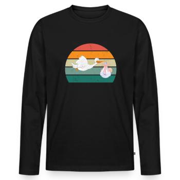 Cigognes Cigogne Bébé Enfants Enfant Bec Cigogne - T-shirt manches longues Premium bio Homme - noir - Devant - Nico (187cm)