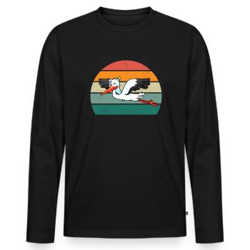 Cigognes Cigogne Bébé Enfants Enfant Bec Cigogne - T-shirt manches longues Premium bio Homme - noir - Devant - Nico (187cm)