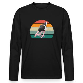 Autruches Ratites Oiseaux Autruche Afrique - T-shirt manches longues Premium bio Homme - noir - Devant - Nico (187cm)