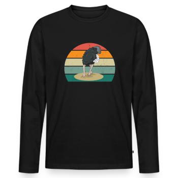Autruches Ratites Oiseaux Autruche Afrique - T-shirt manches longues Premium bio Homme - noir - Devant - Nico (187cm)